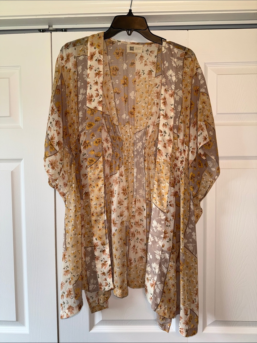 Lightweight Floral Kimono Cardigan - Yellow/Beige